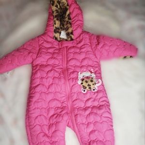 Pink Cheetah Print Baby Snowsuit
